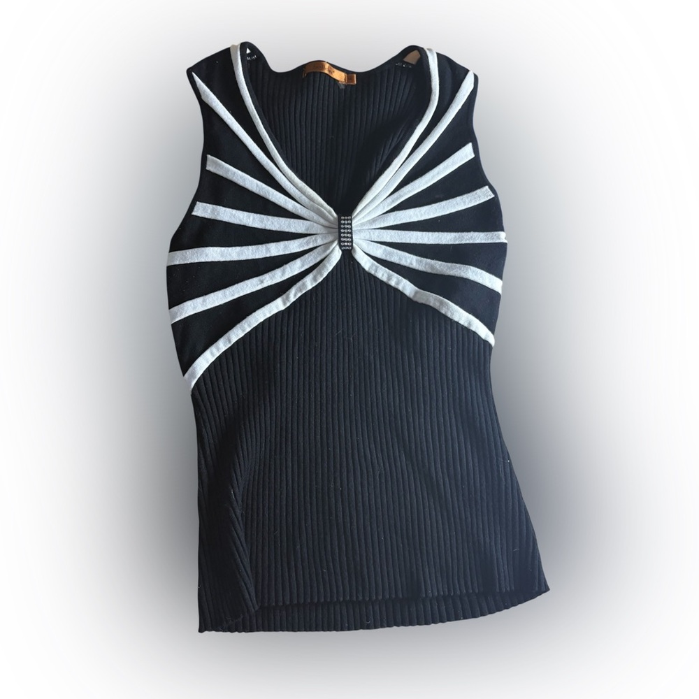 Belldini Y2K Sleeveless Knit Vest w/ White Trim M